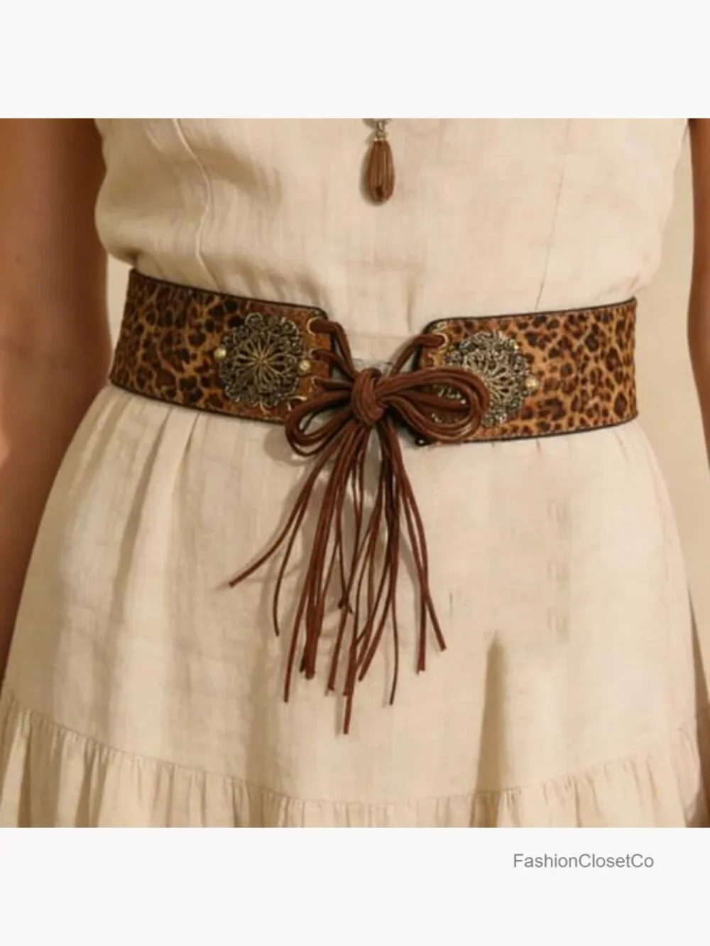 Women's Vintage Disc Renaissance Corset Belt Western Wide Waist Belt with Tassel